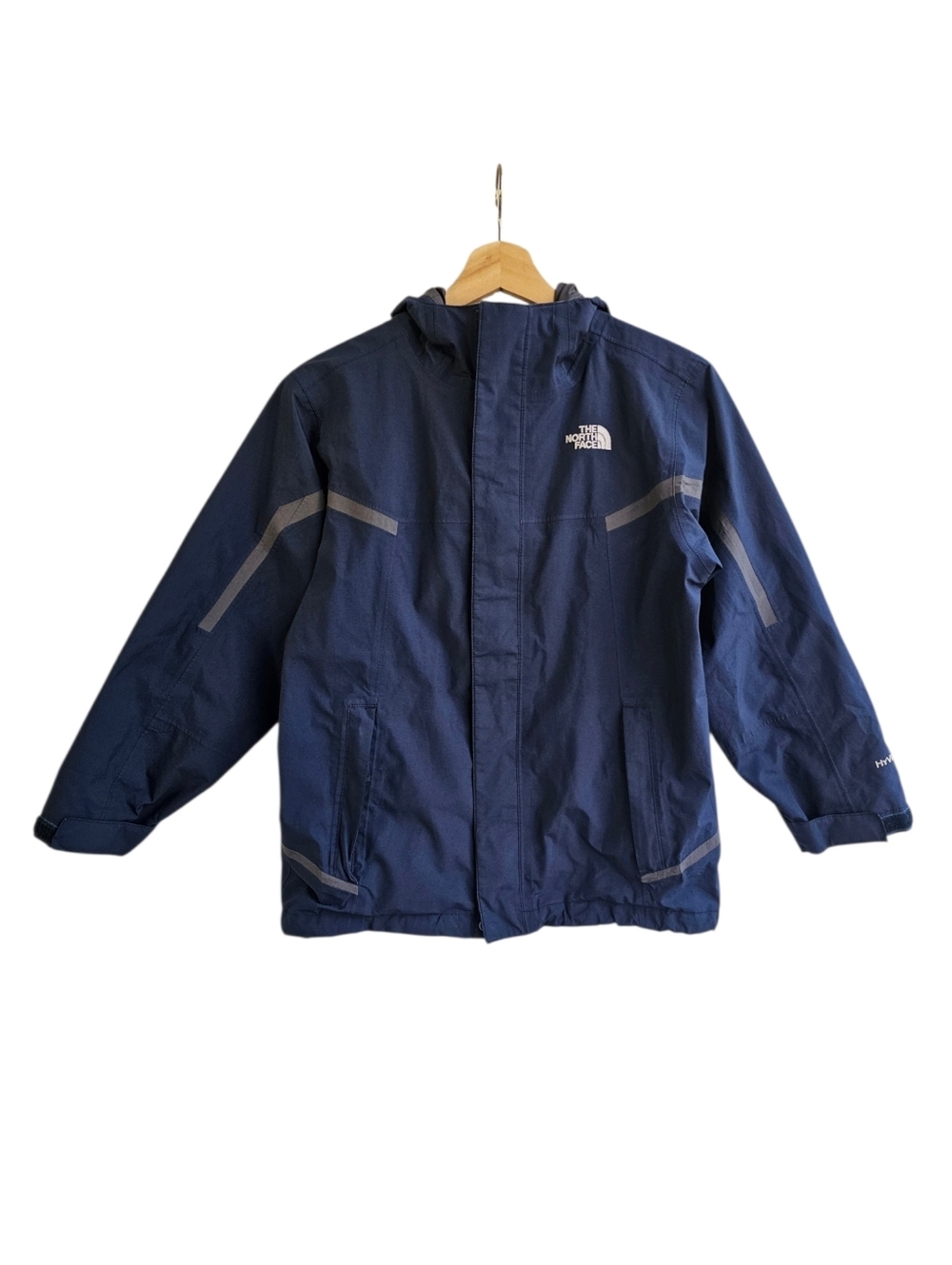The North Face HyVent Hooded Rain Jacket Navy Blue Boys M 10/12